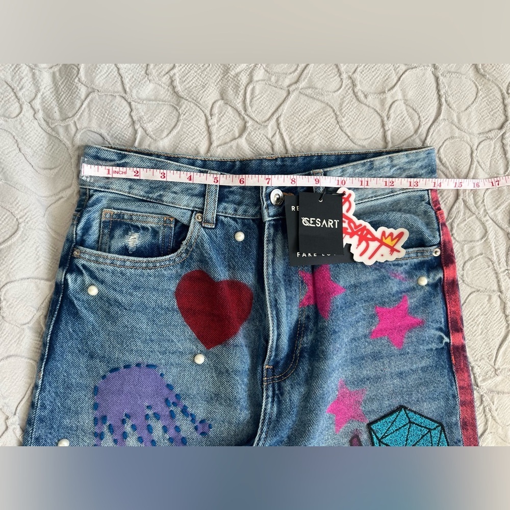 Bershka Jeans Women Barbie Design XS Check Measurements (0676) - Picture 7 of 14
